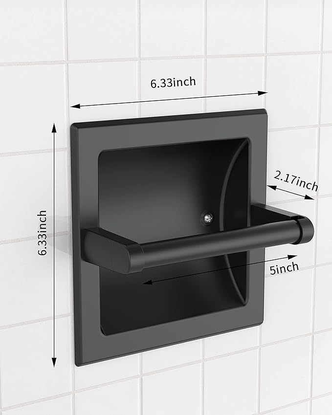 Matte Black Recessed Toilet Paper Holder - Image 7