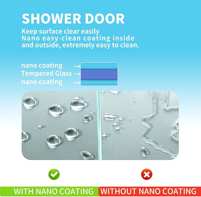 56-60" W x 76" H Frameless Sliding Shower Door, Frameless Shower Door, Shower - Image 3
