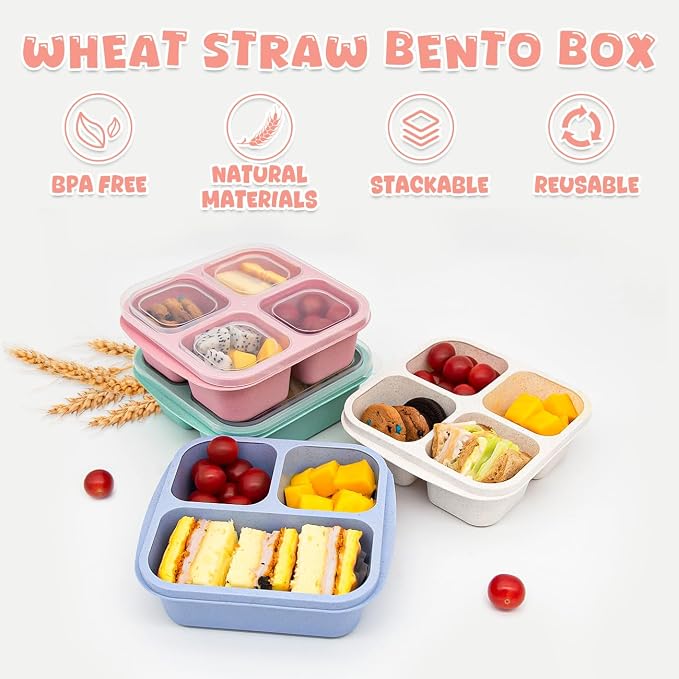 4 pack Bento Lunch Box, Snack Containers，Meal Prep Containers Kids/Toddle/Adults - Image 3