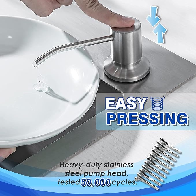 Built in Soap Dispenser for Kitchen Sink WEWE, Stainless Steel Brushed Nickel - Image 4