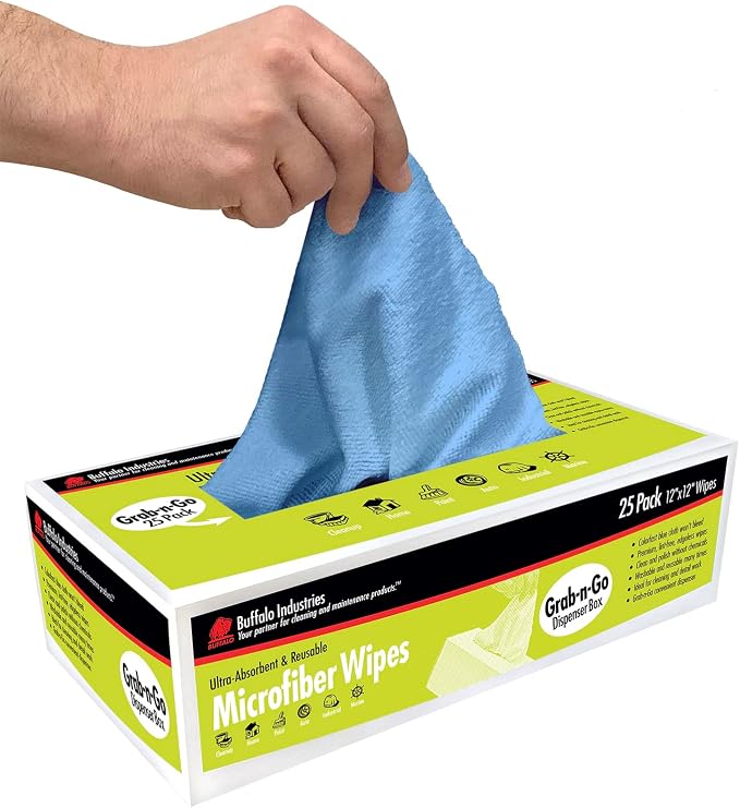 Buffalo 65102 Microfiber Cloths Economy Cleaning Cloths, Dispenser Wipes Box - Image 6