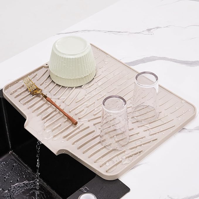 Silicone Dish Drying Mat for Kitchen Counter, Non-Slip Dish Drying Pad by YUEYUEJIA