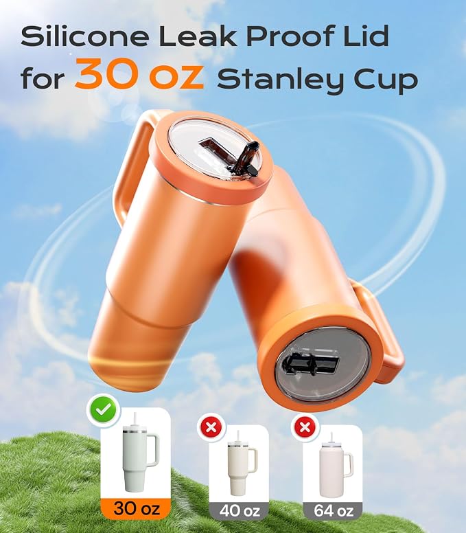 30oz Flip Straw Leak Proof Lid for Stanley Quencher, 30 oz Tumbler Lid - Image 2