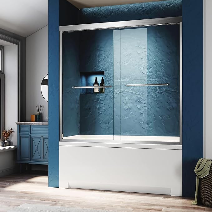Bathtub Sliding Glass Shower Doors, 56-60 inch W x 62 inch Height Shower Doors by Glazenclos