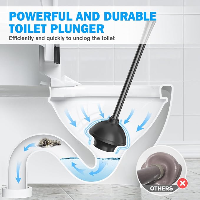 Toilet Plunger and Brush Set, Bowl Brush and Heavy Duty Toilet Plunger - Image 2