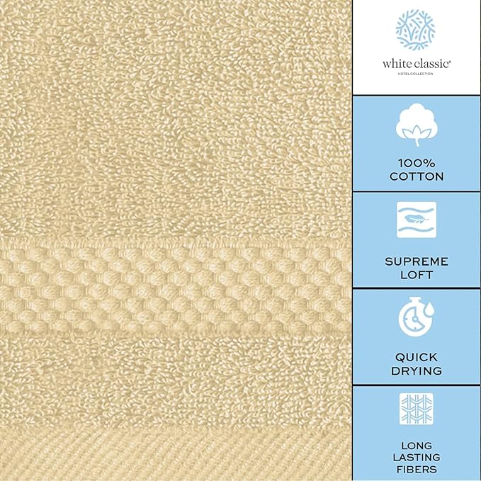 White Classic Luxury Cotton Washcloths 13x13 Inch - Image 7
