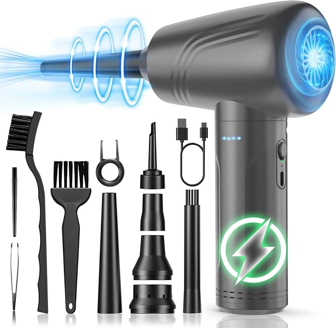 BNKKY 11-in-1 Compressed Air Duster, 3-Gear Adjustable 120000 RPM Electric Air by BANKKY
