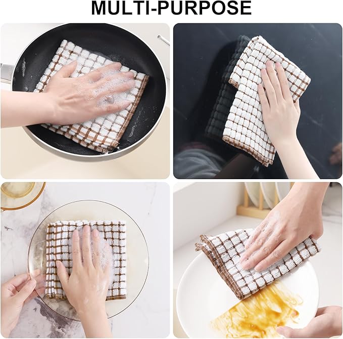 Kitinjoy Cotton 12 Pack Terry Kitchen Dish Cloths, 12 x 12 Inches Super Soft - Image 6