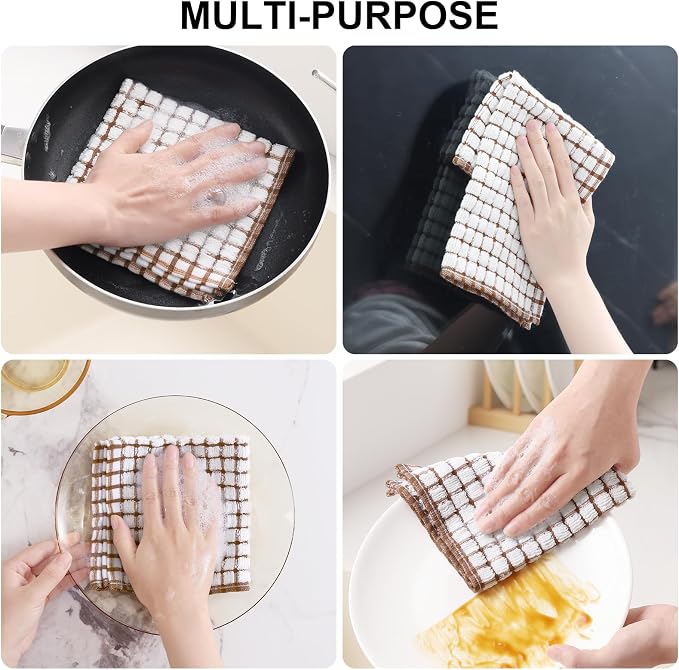 Kitinjoy Cotton 16 Pack Terry Kitchen Dish Cloths, 12 x 12 Inches Super Soft - Image 4