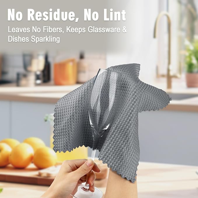 GLIMGLINT Waffle Weave Microfiber Towel, Lint Free Microfiber Cleaning Cloth - Image 5
