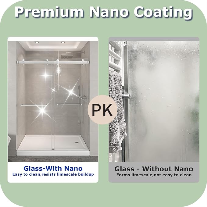 49"- 54" W x 76" H Frameless Shower Door, Double Sliding Shower Door, 5/16" - Image 4