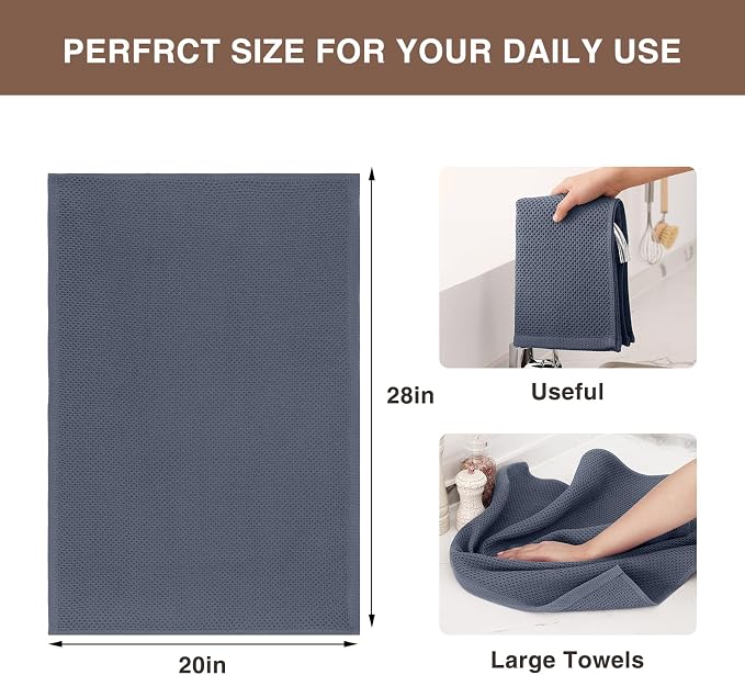 Homaxy 100% Cotton Oversized Waffle Weave Kitchen Dish Towels, Quick Drying - Image 3
