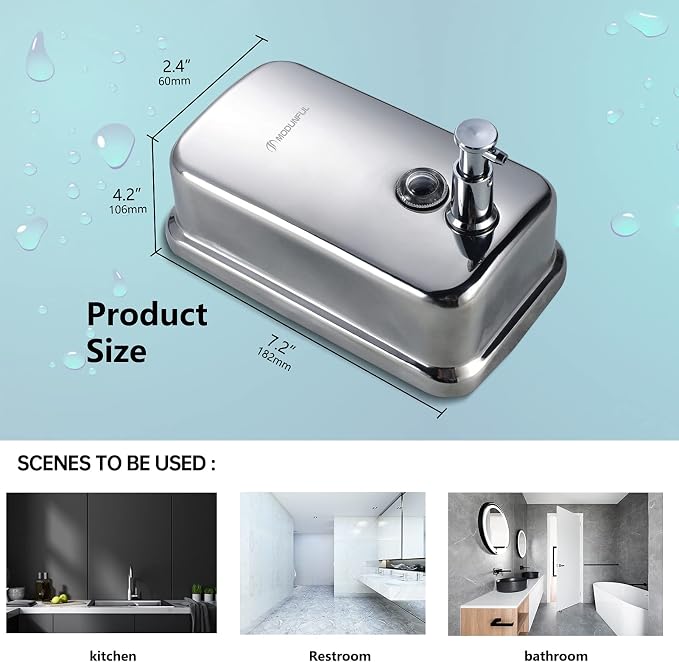 modunful Stainless Steel Soap Dispenser – 27oz Wall Mounted - Image 4