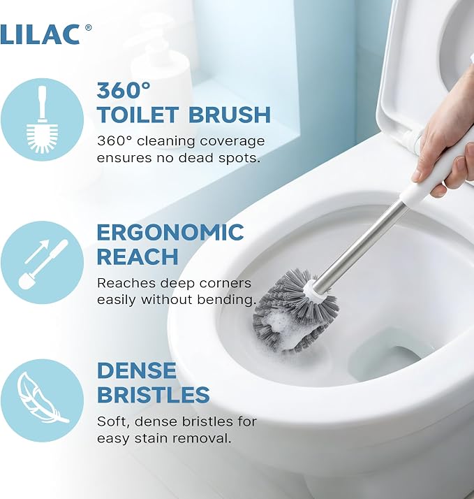 2 Pack Toilet Brush and Holder, Toilet Bowl Brush - Image 5