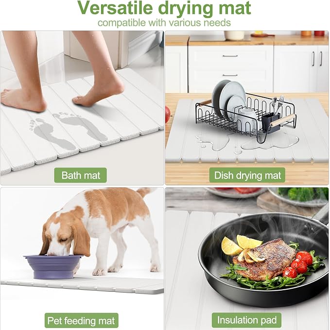 Upgraded Stone Dish Drying Mat Quick Dry Leakproof, 24x16 Large Drying Matt - Image 6