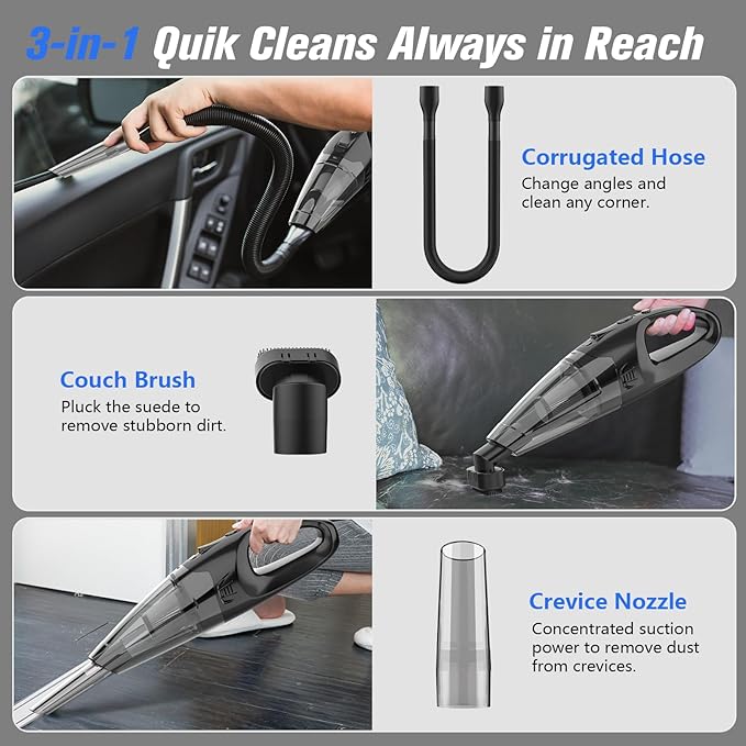 Handheld Vacuum Cordless Rechargeable 3-in-1, Car Vacuum Portable Cordless - Image 3