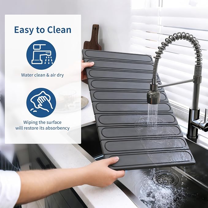 Hopegiver Stone Drying Mat for Kitchen Counter, Super Absorbent, Non-Slip & - Image 5
