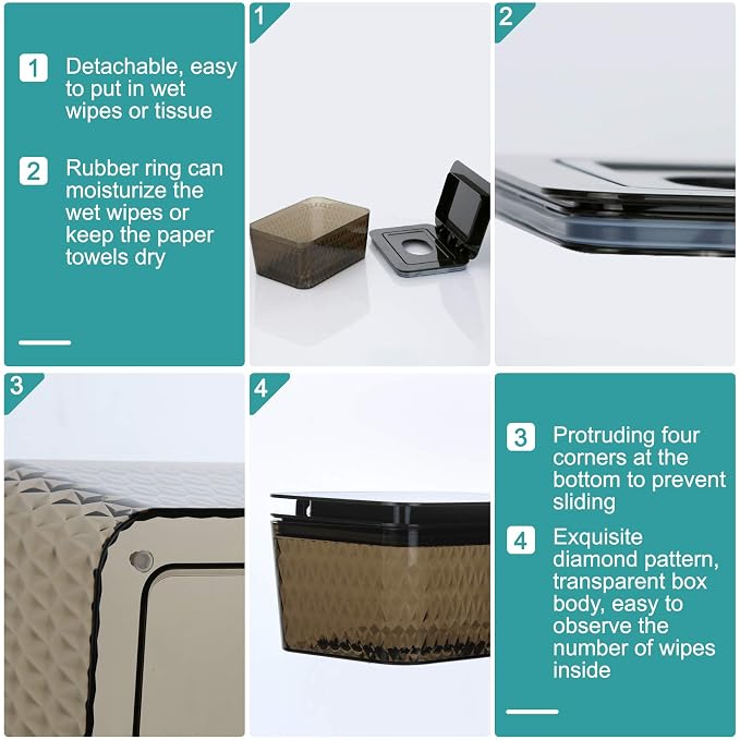 Wipes Dispenser, One-Handed Operation Wipe Holder - Image 4
