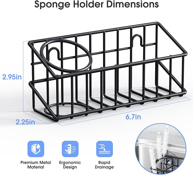 Kitchen Sink Organizer, Strong Adhesive Mount Detachable Sponge Holder - Image 2