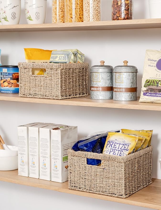StorageWorks Wicker Storage Baskets, Large and Small Baskets, Handwoven - Image 5