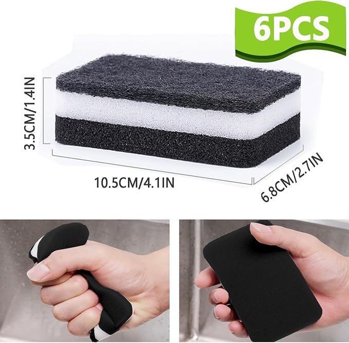 Kitchen Cleaning Sponges, 6 Pack Heavy Duty Scrub Sponges Cleans Fast - Image 2