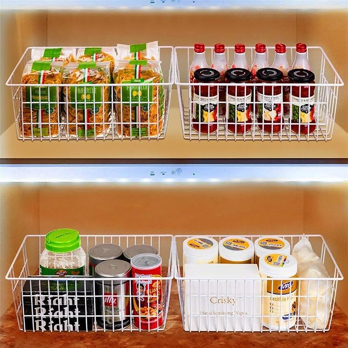 Slideep Farmhouse Metal Wire Basket, Fridge Freezer Storage Organizer Bins - Image 6