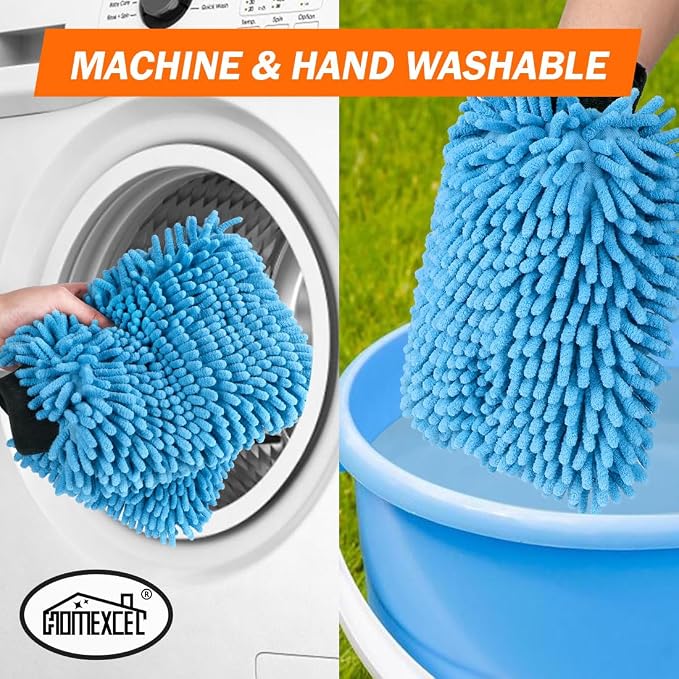 HOMEXCEL Car Wash Mitt, 2PK Chenille Microfiber Wash Mitt, Scratch-Free & - Image 6