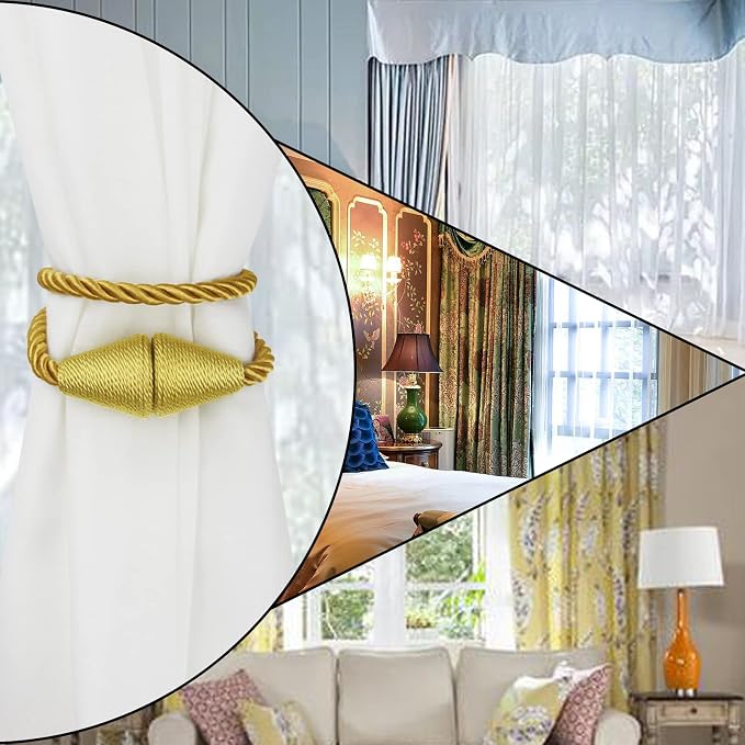 6 Pack Magnetic Curtain Tiebacks Rope Modern Handmade Curtain Tie Backs - Image 6