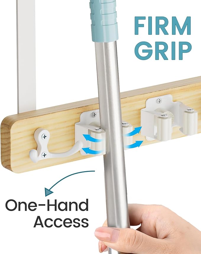 HULISEN Broom Holder Door Mount, Over the Door Broom and Mop Holder - Image 4