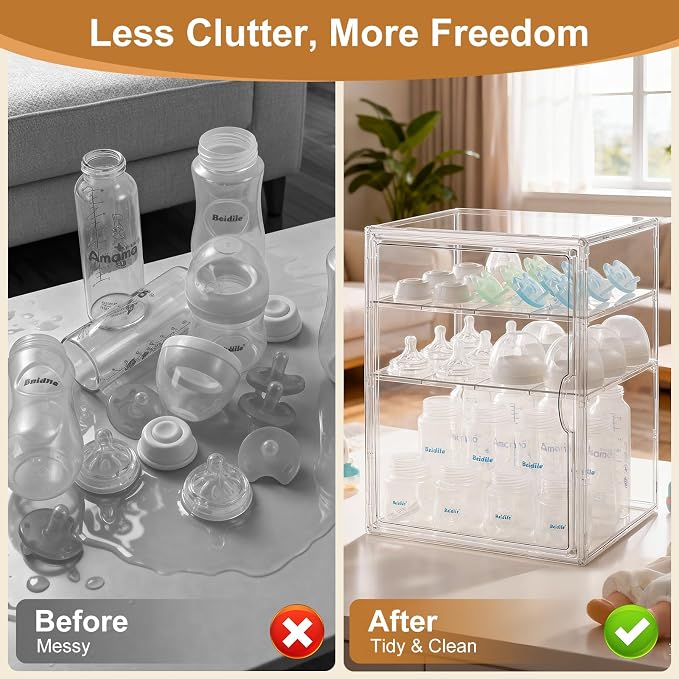 Baby Bottle Organizer – 3 Tier Acrylic Bottle Storage Organizer container - Image 3