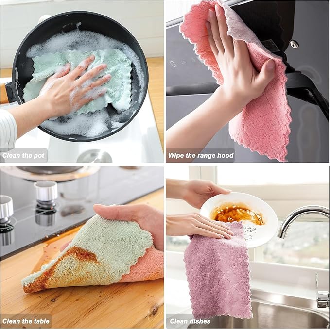 32 Pack Cleaning Cloth Kitchen Cloth, Dish Towels Super Absorbent Coral Velvet - Image 6