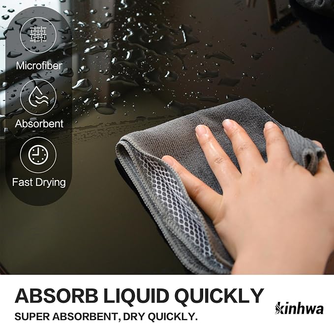 KinHwa Kitchen Washcloths for Dishes Absorbent Microfiber Dish Cloths Quick Dry - Image 5