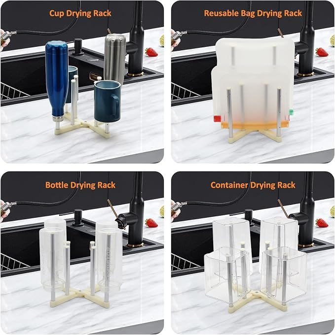 Reusable Storage Bag Drying Rack, Retractable Metal Bottle Drying Rack - Image 4