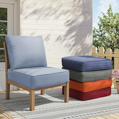 Outdoor Cushion Set for Furniture Patio Furniture, UV Resistant, Water Resistant - 6 Inch Thick Foam Garden Cushions – 22x24 Inch Patio Seat Covers for Chair/Sofa/Couch | Baby Blue | 10-Pack |