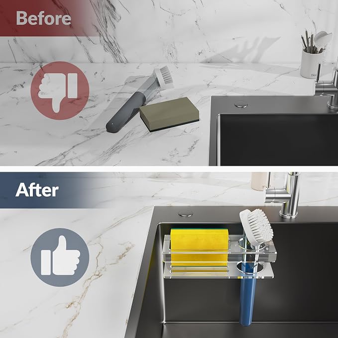 NiHome Acrylic Sponge Holder for Kitchen Sink, Compatible - Image 5
