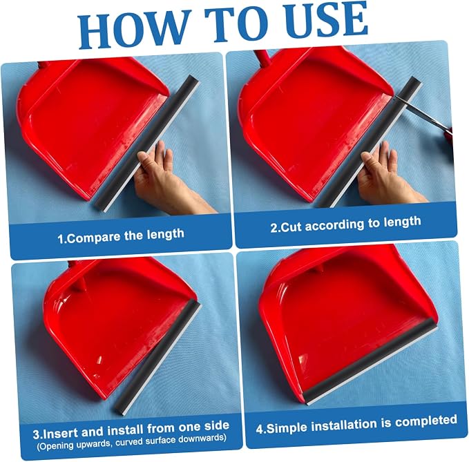 4pcs Rubber Dustpan Lip Edge Replacement Wide Lobby Dustpan Insert Strips Easy - Image 3