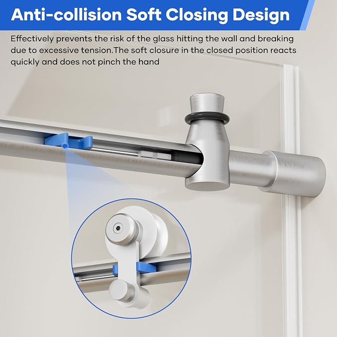 Zenith Shower Door, 60 in W x 74 in H Frameless Shower Door - Image 3