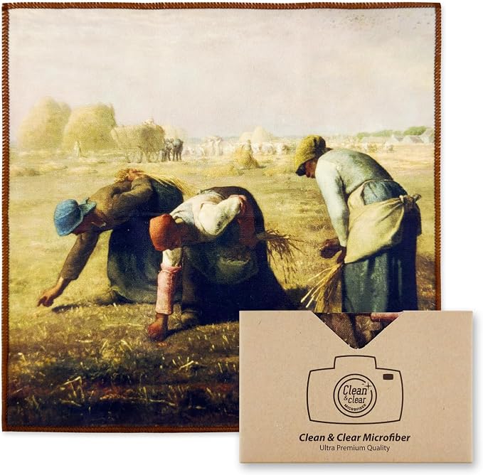 Large Microfiber Cleaning Cloths – Classic Art “Gleaners” Design, Premium Lens by CleanClearMicrofiber