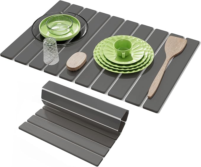 Stone Dish Drying Mats for Kitchen Counter, 23.6''x15.3'' Foldable Quick Dry by AEFLMHealth%C2%B7Home