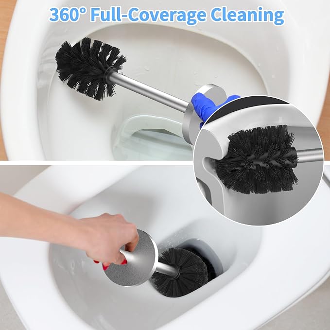 Stainless Steel Toilet Brush and Holder Set Brushed Silver Heavy Duty Toilet - Image 4
