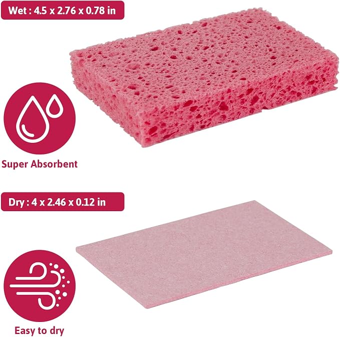 Multi-Use Cellulose Kitchen Sponges Compressed Cellulose Sponges, Non-Scratch - Image 2