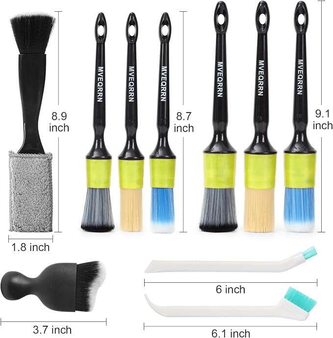 10PCS Car Detailing Brush Set, Boars Hair Car Cleaning Detail Brush kit - Image 2