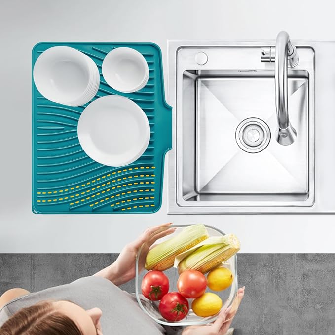 Silicone Dish Drying Mat for Kitchen Counter, Dish Drying Pad, Non-Slip Drain - Image 6