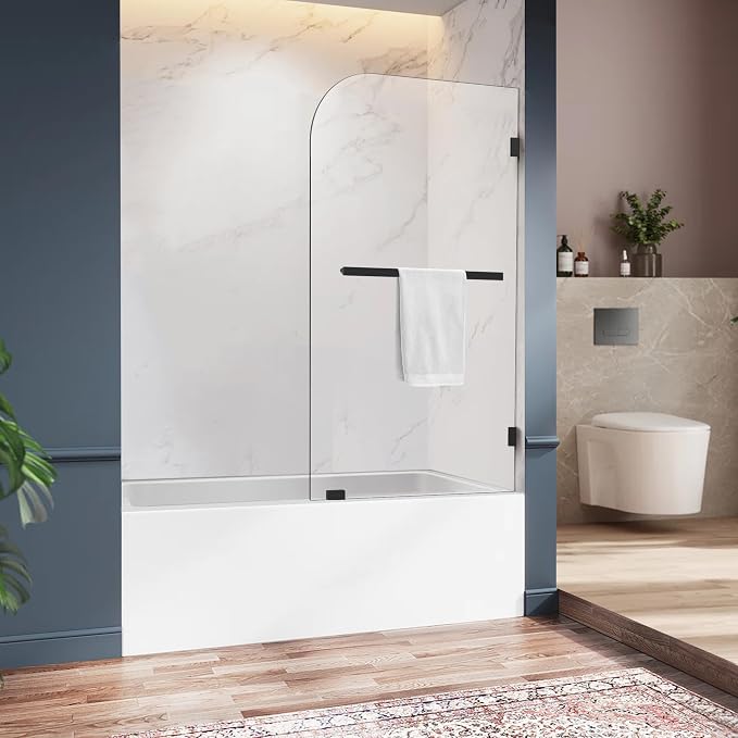 Bathtub Shower Door, 1/4" Clear Tempered Frameless Shower Glass Door, Tub by ELYXIAN