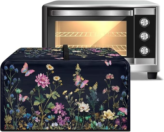 Microwave Dust Cover, Floral Heat-Resistant Waterproof Polyester Fabric Microwave Oven Dust Cover Case Dustproof Protections Protector for Microwaves Ovens