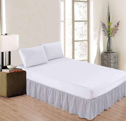SlumberWell Full Bed Skirt with Split Corners, Soft Microfiber, 21 Inch Drop, Light Grey Solid, Elegant Ruffled Design