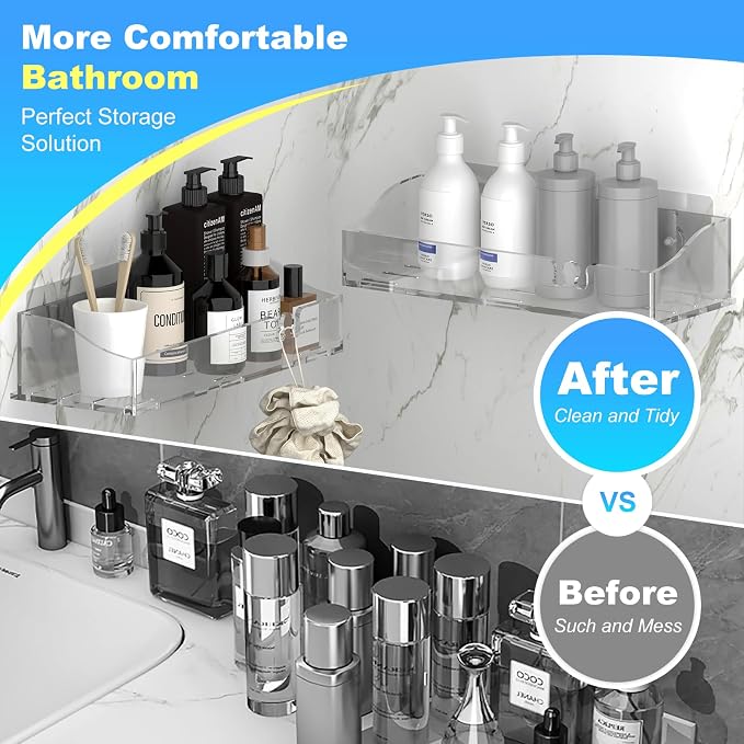 Acrylic Shower Shelves 3 Pack, Versatile Caddy - Image 3