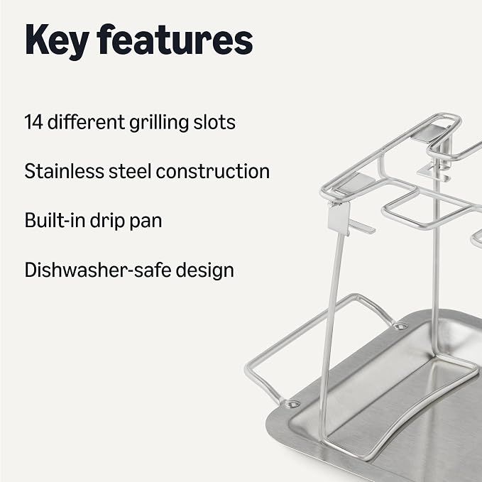 Amazon Basics Chicken Leg and Wing Rack, 14 Slots BBQ Chicken Drumsticks Holder - Image 2