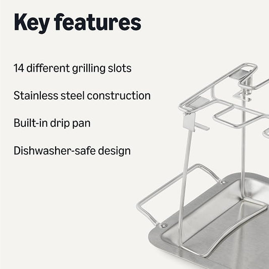 Amazon Basics Chicken Leg and Wing Rack, 14 Slots BBQ Chicken Drumsticks Holder - Image 2