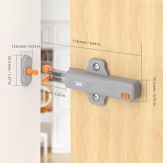Push Touch Latches for Cabinets, Jiayi 4 Pack Heavy Duty Push Lock Door Latch - Image 5